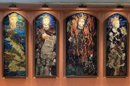 Mafafo embroidery on custom aluminium stretcher