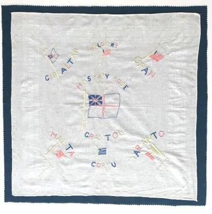 WWII soldier handkerchief after conservation treatment