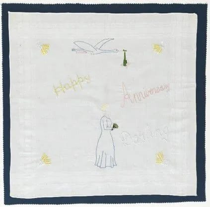 WWII soldier handkerchief after conservation treatment